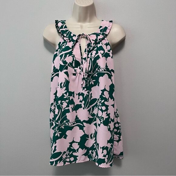 Market & Spruce Sabrina Ruffle Split Neck Blouse Size XXL - Picture 2 of 7